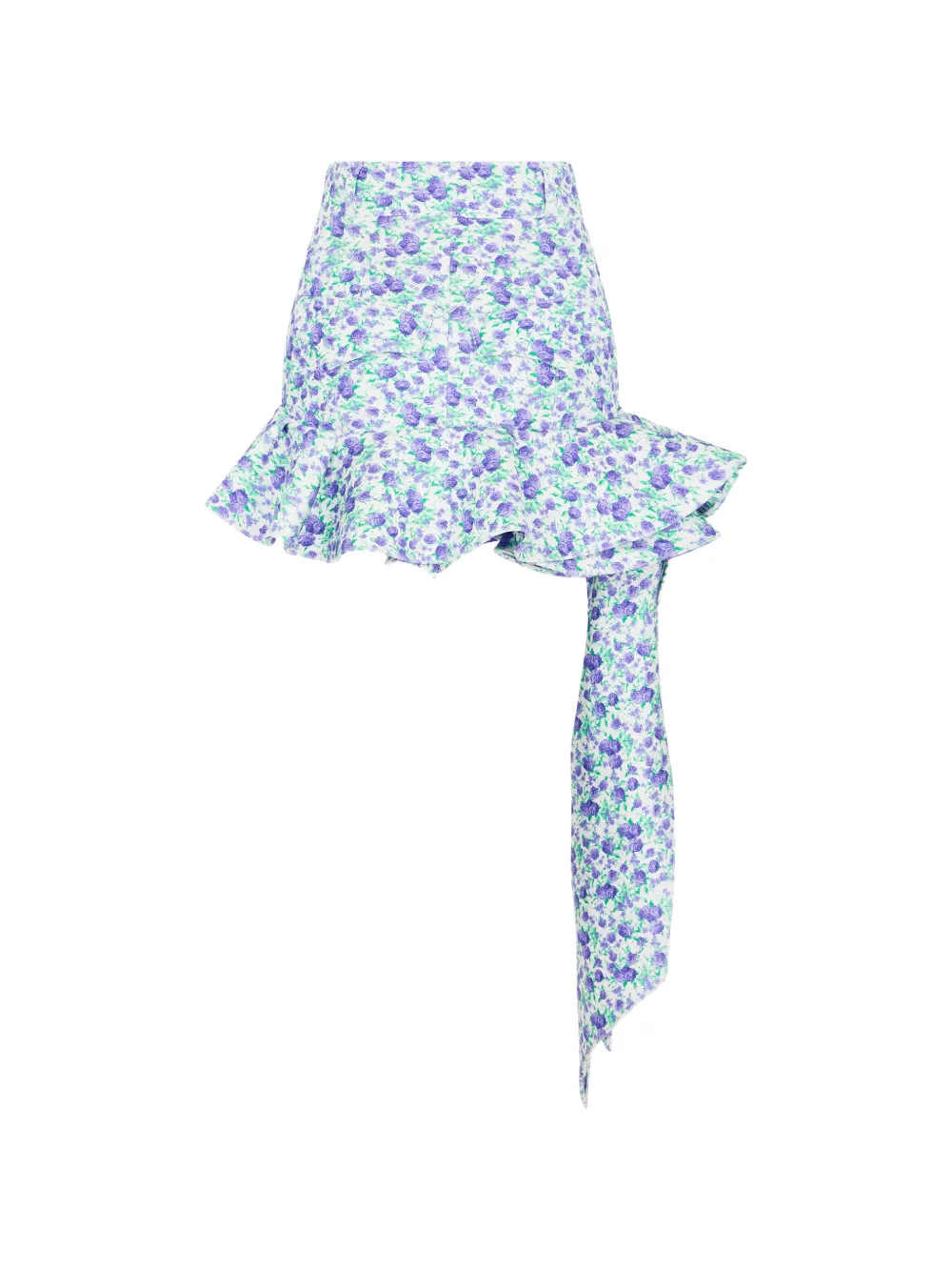 Rabanne Liberty mini-rok met ruches en print Groen