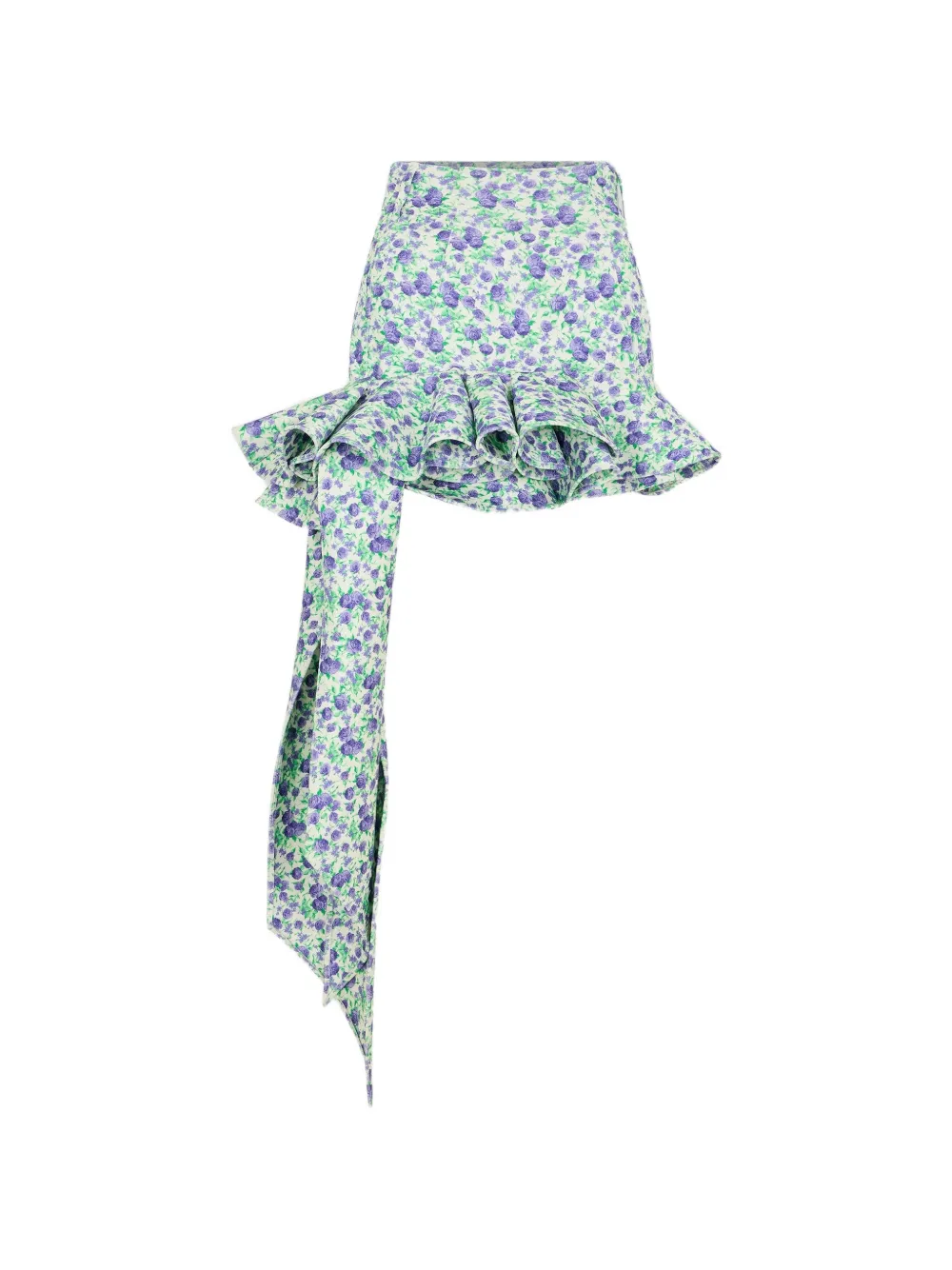 Rabanne Liberty mini-rok met ruches en print Groen