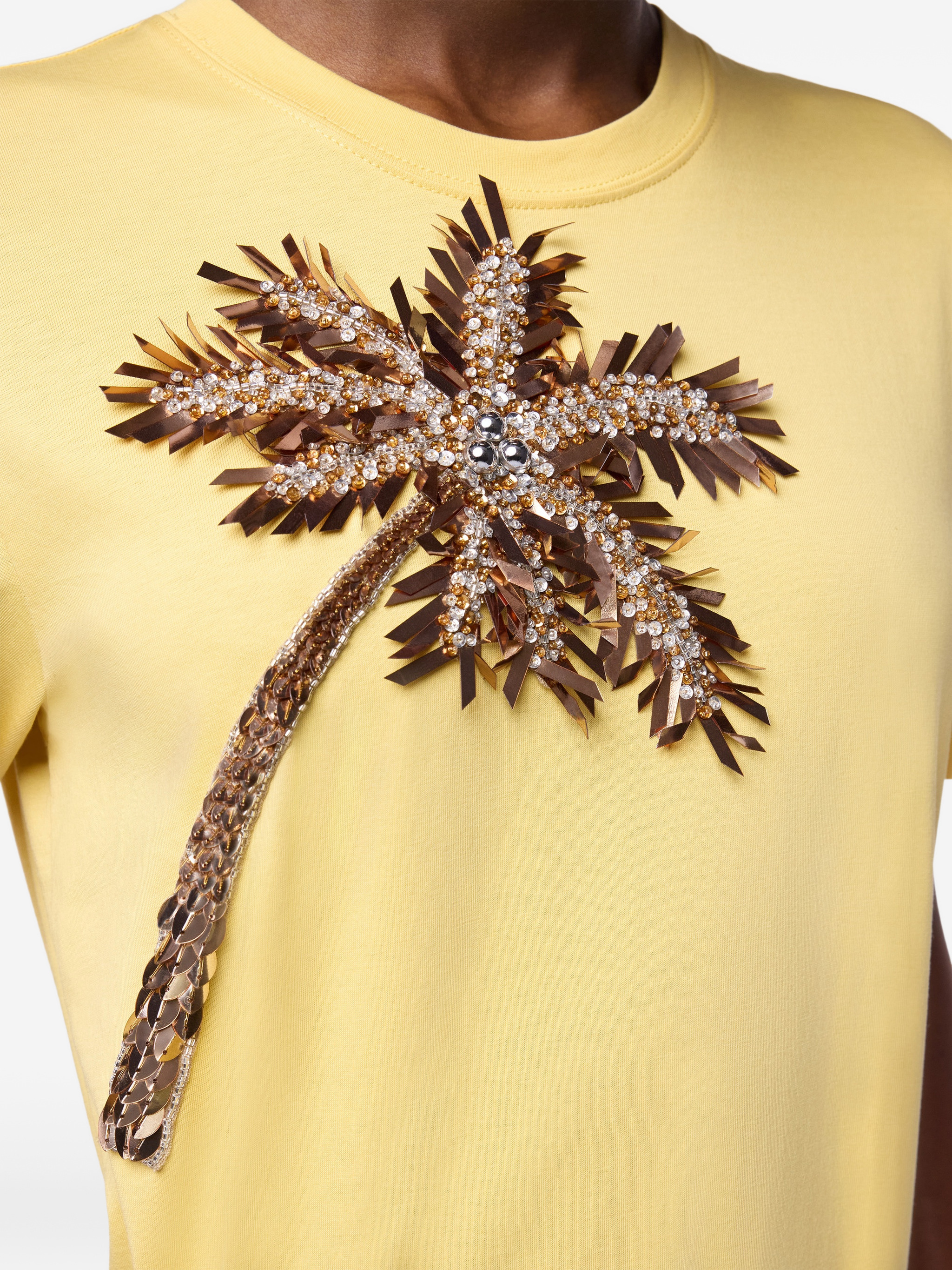 T-shirt in cotton with palm tree-shaped embroidery — Image 3