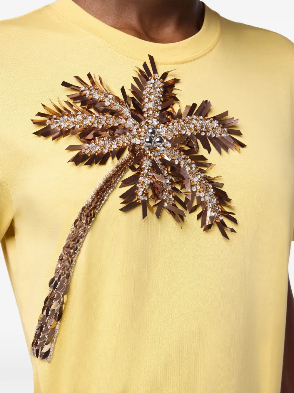 Rabanne T-shirt met geborduurde palmboom Geel