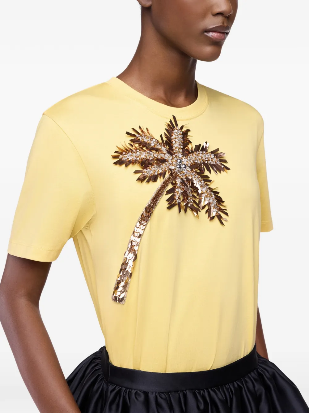 Rabanne T-shirt met geborduurde palmboom Geel