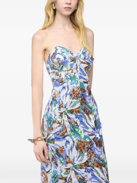 Rabanne floral sequin-embroidered midi dress
