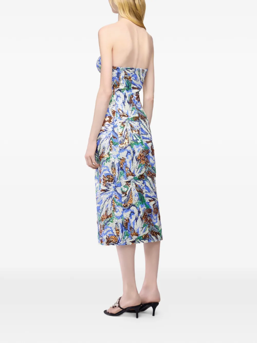 Rabanne Midi-jurk met pailletten en bloemenprint Blauw
