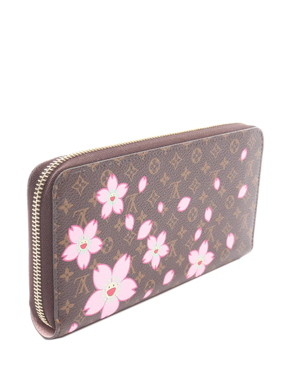  Louis Vuitton Pre-owned 2010-2026 Takashi Murakami Monogram Cherry Blossom Wallet Long Wallets - Brown 