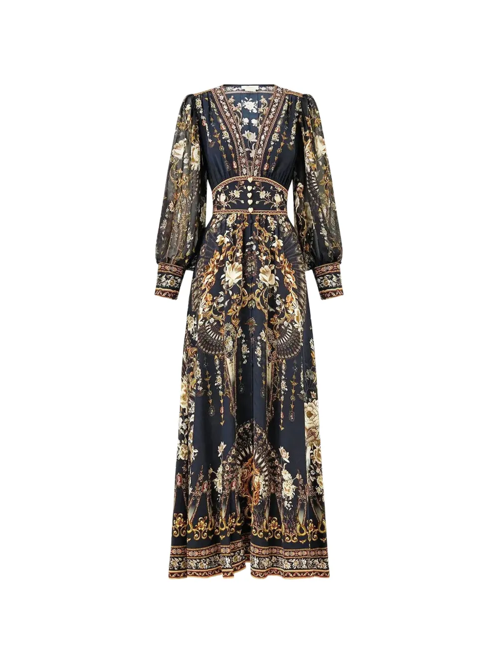 Camilla gathered sleeves embellished dress - Nero
