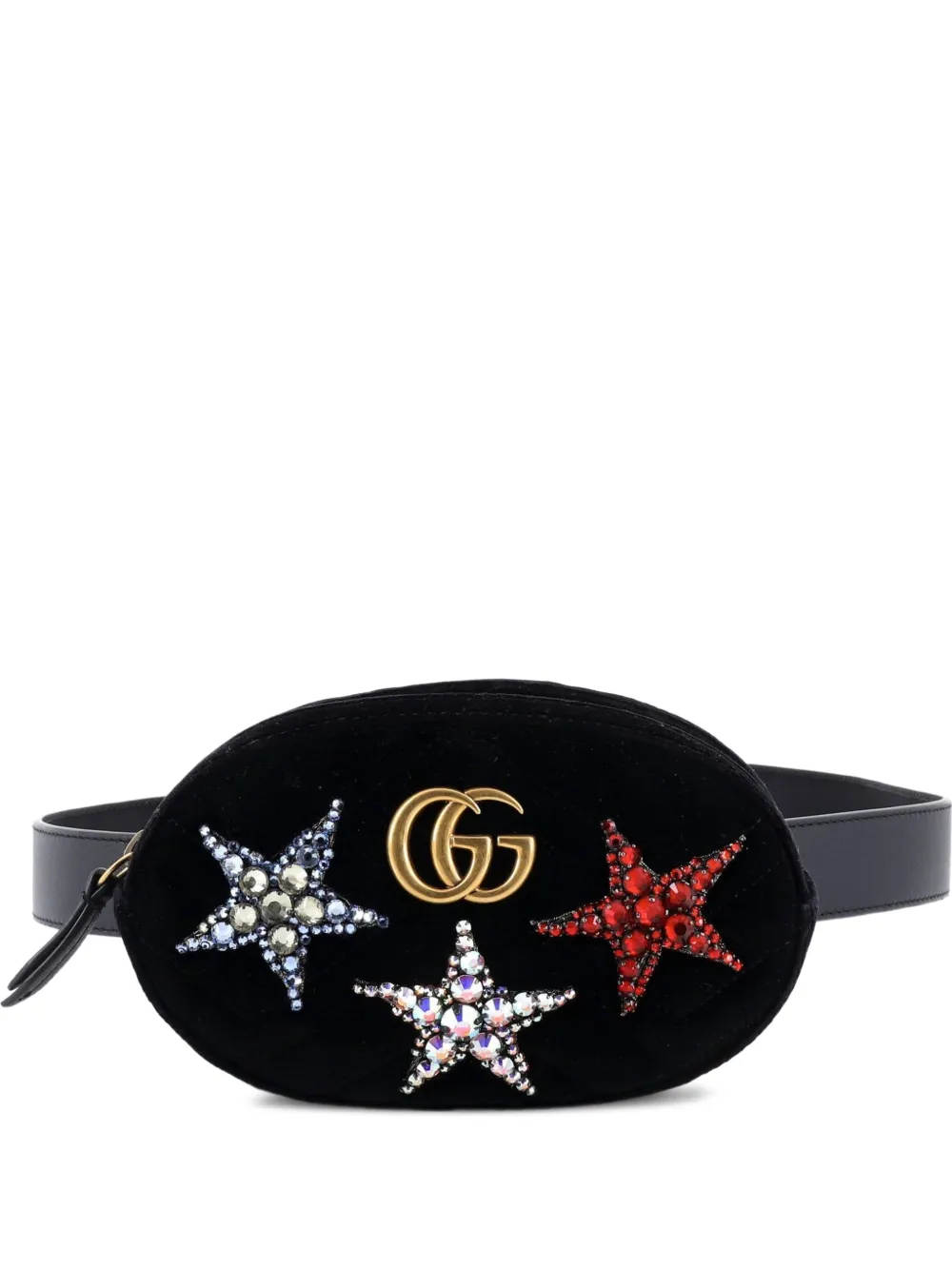 Gucci Pre-Owned GG Marmont Embellished Matelasse Velvet belt bag - Nero