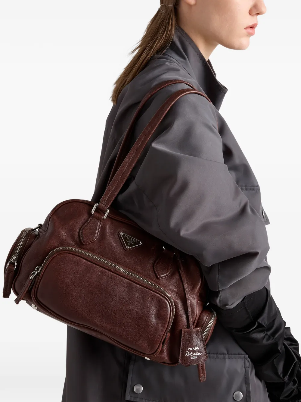Prada Leren shopper Bruin
