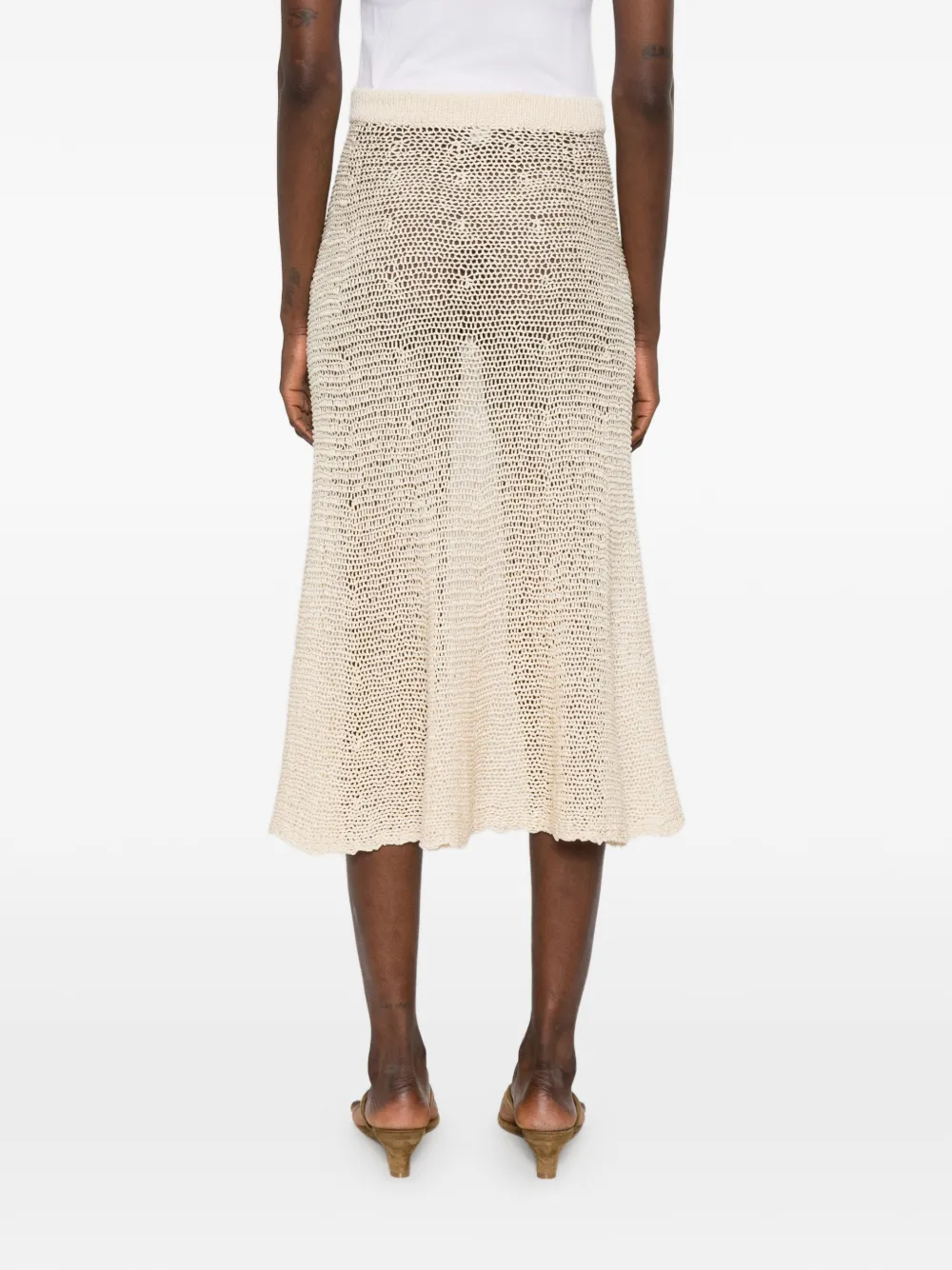 KHAITE Inaya gehaakte midi-rok Beige