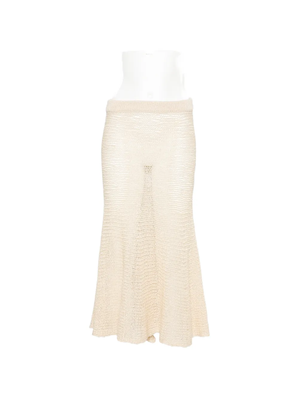 KHAITE Inaya crochet-knit midi skirt - Toni neutri