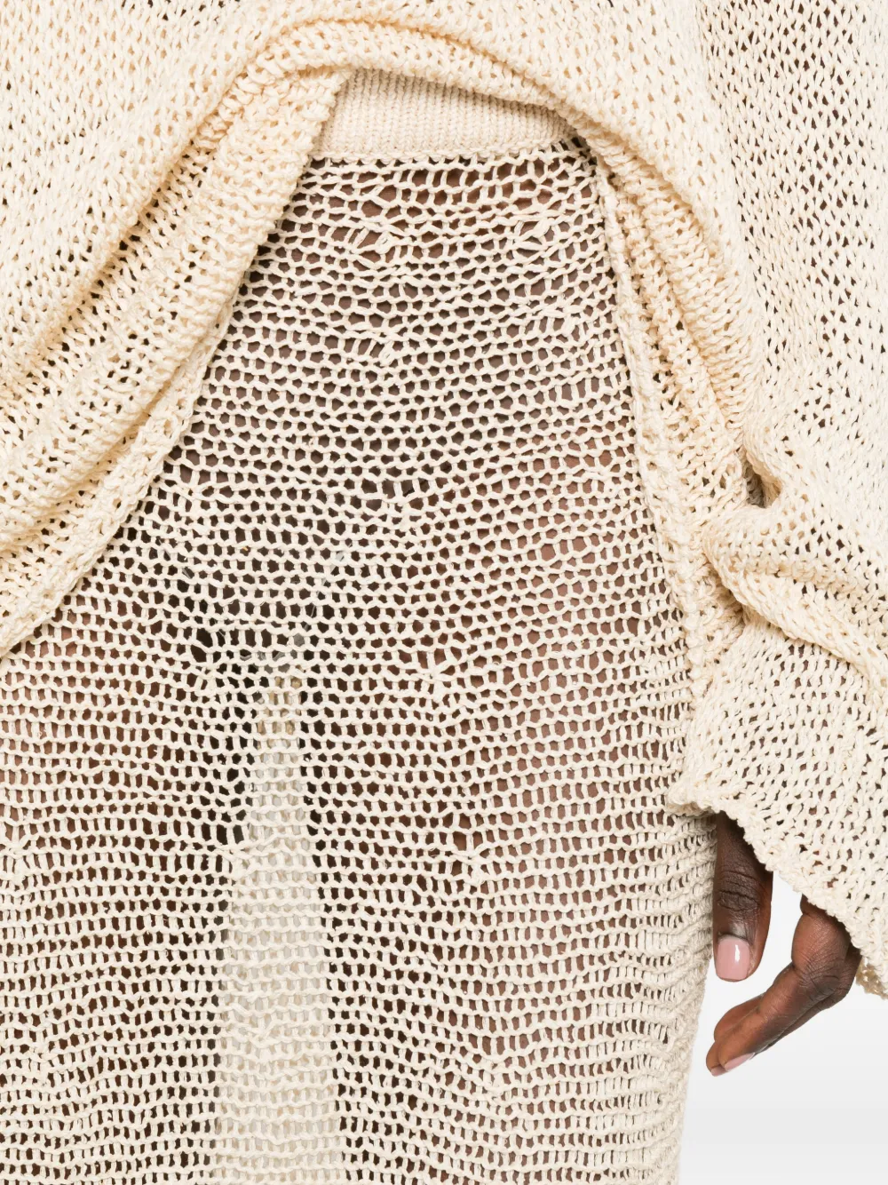 KHAITE Inaya gehaakte midi-rok Beige