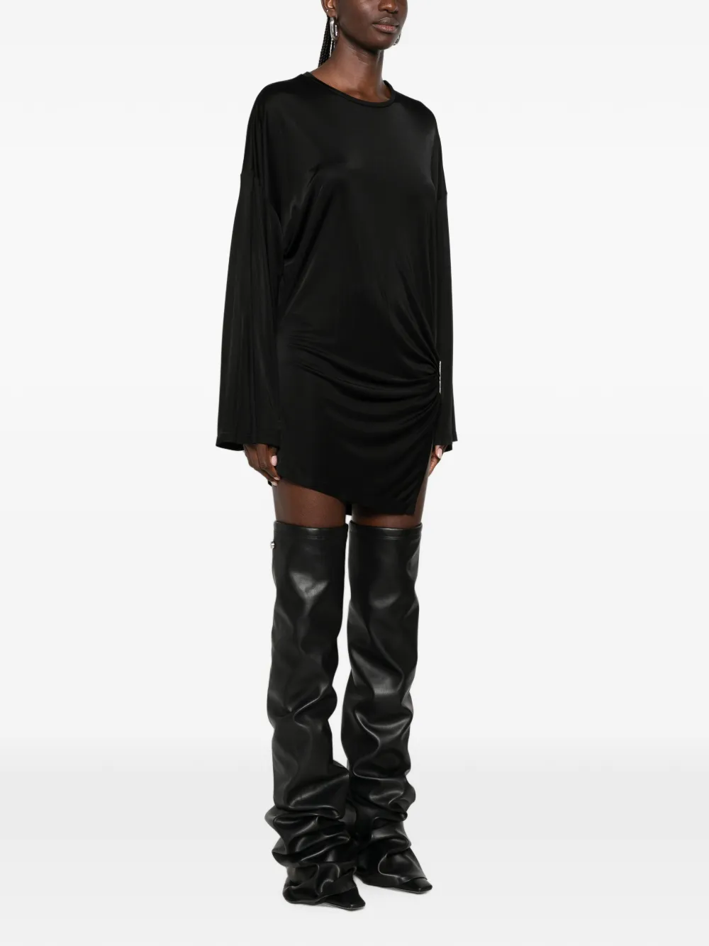 The Attico Mini-jurk met gedrapeerd detail Zwart