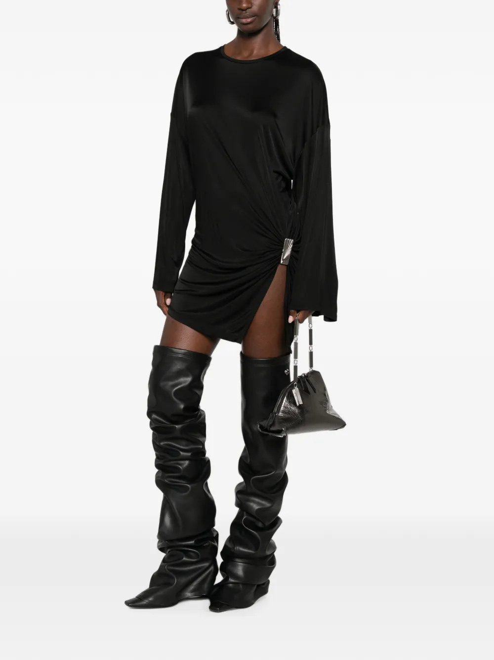 The Attico Mini-jurk met gedrapeerd detail Zwart