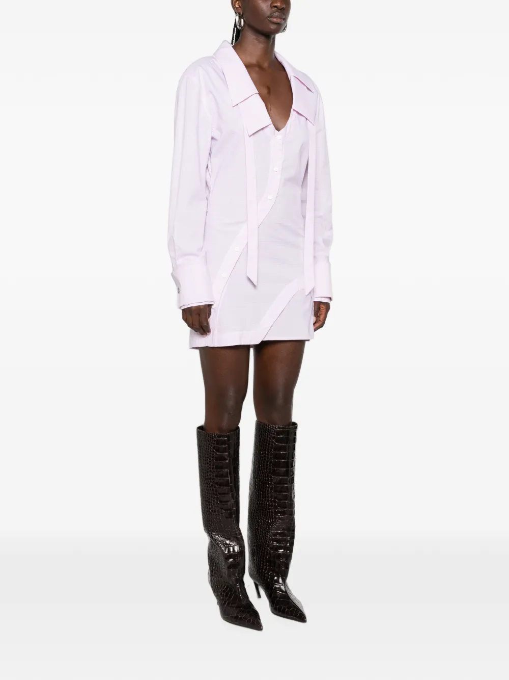 The Attico Witte en roze mini-jurk