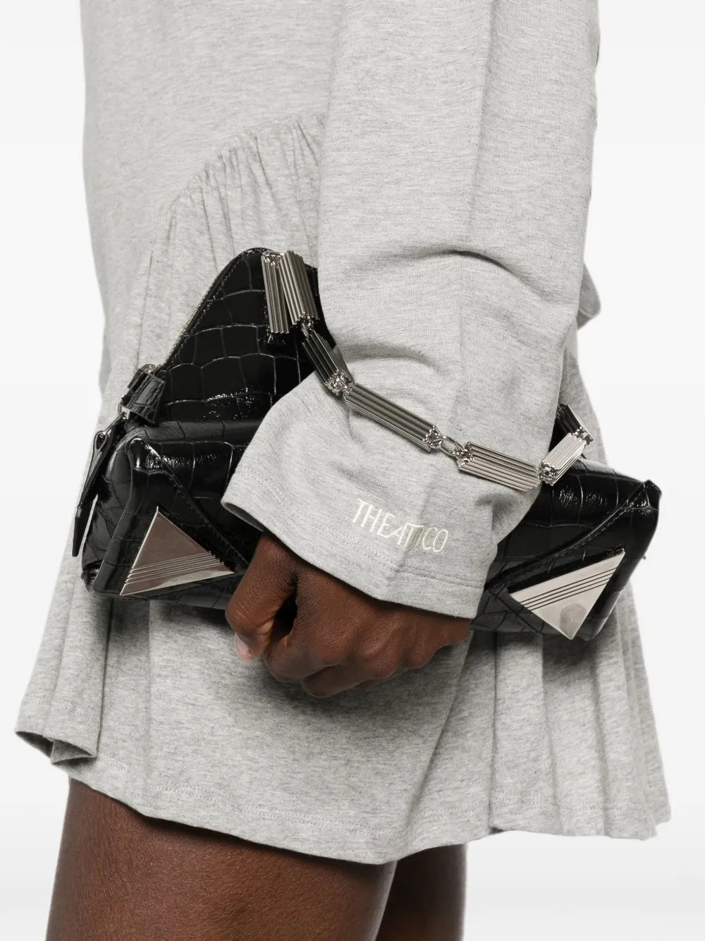 The Attico Geplooide mini-jurk met lange mouwen Grijs