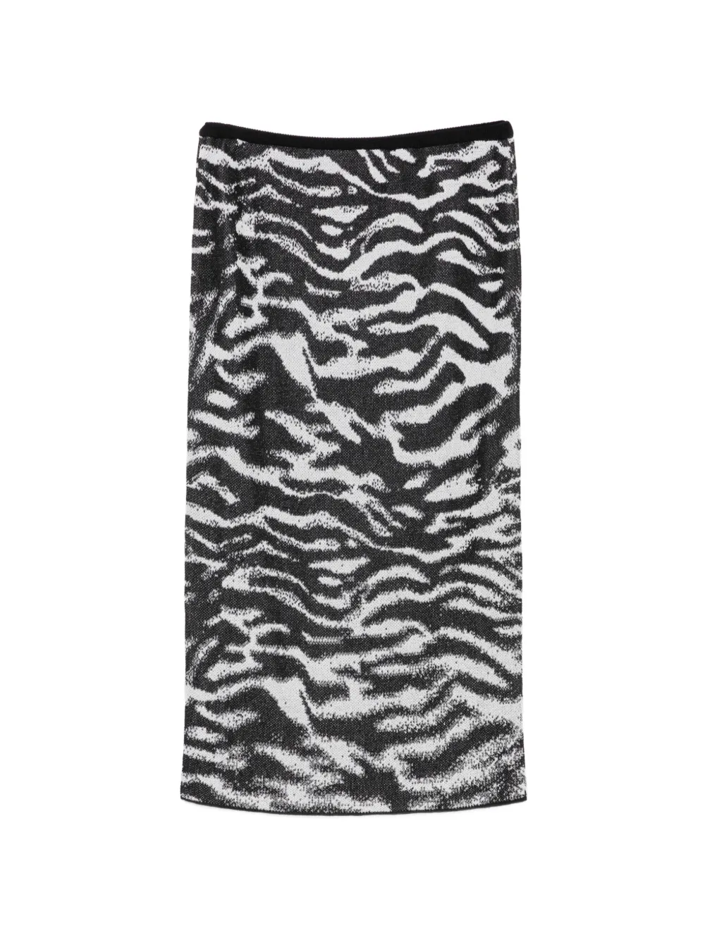 The Attico zebra-pattern jacquard-knit skirt - Nero