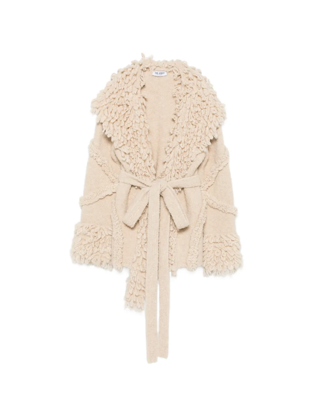 The Attico fringe-trim belted jacket - Nude