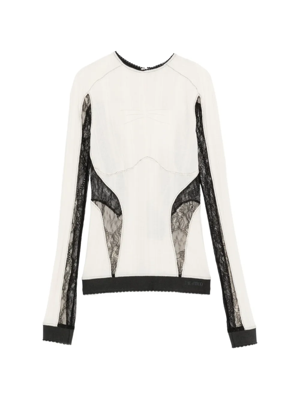 The Attico lace-insert ribbed-knit top - Bianco