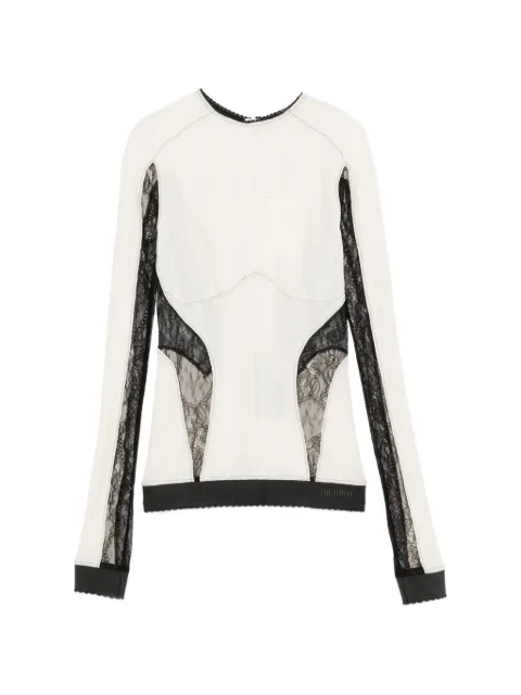 The Attico lace-insert ribbed-knit top