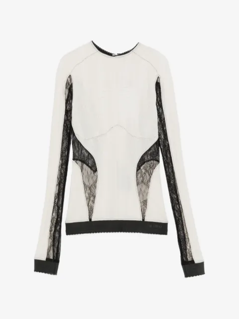 The Attico lace-insert ribbed-knit top