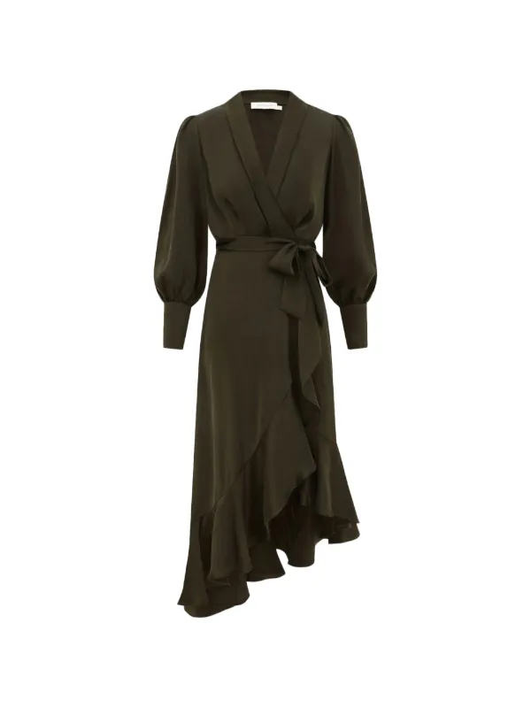zimmermann dress green Zimmermann Rhiannon Plunge Midi Dress Green Size 1