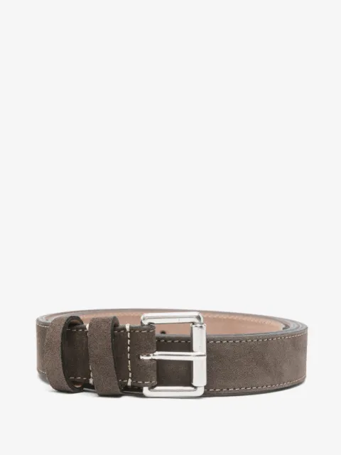 Les Deux suede contrast-stitch belt
