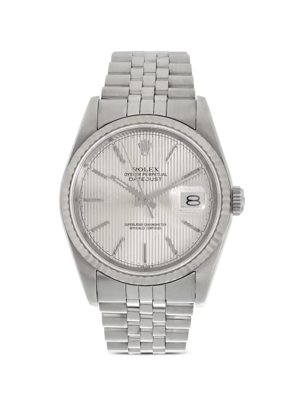 Rolex steel fluted 36mm datejust watch - Argento