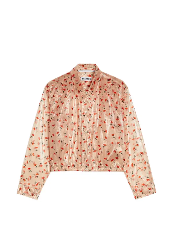 Jil Sander Technical Organdy Printed Blouson in Orange