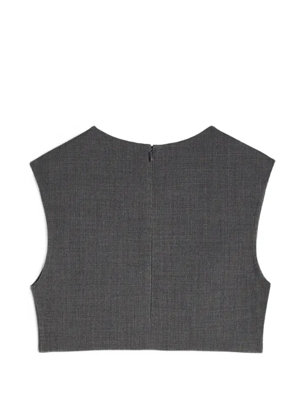 Jil Sander Wool Twill Cropped Top | Grey | FARFETCH CA
