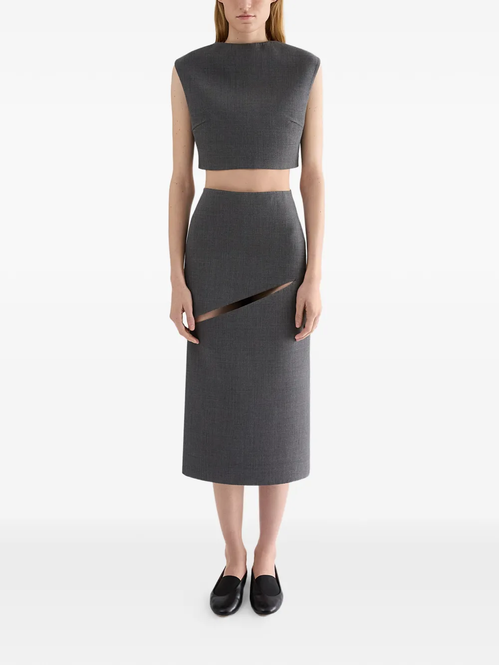  Jil Sander Twill Crop Top - Grey 