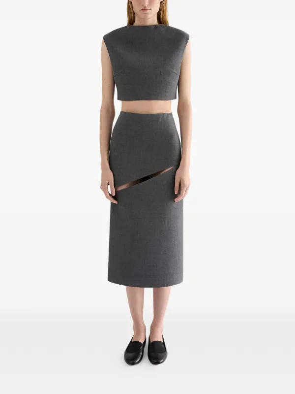 トップス JIL SANDER Jil Sander Wool Twill Cropped Top | Grey | FARFETCH CA