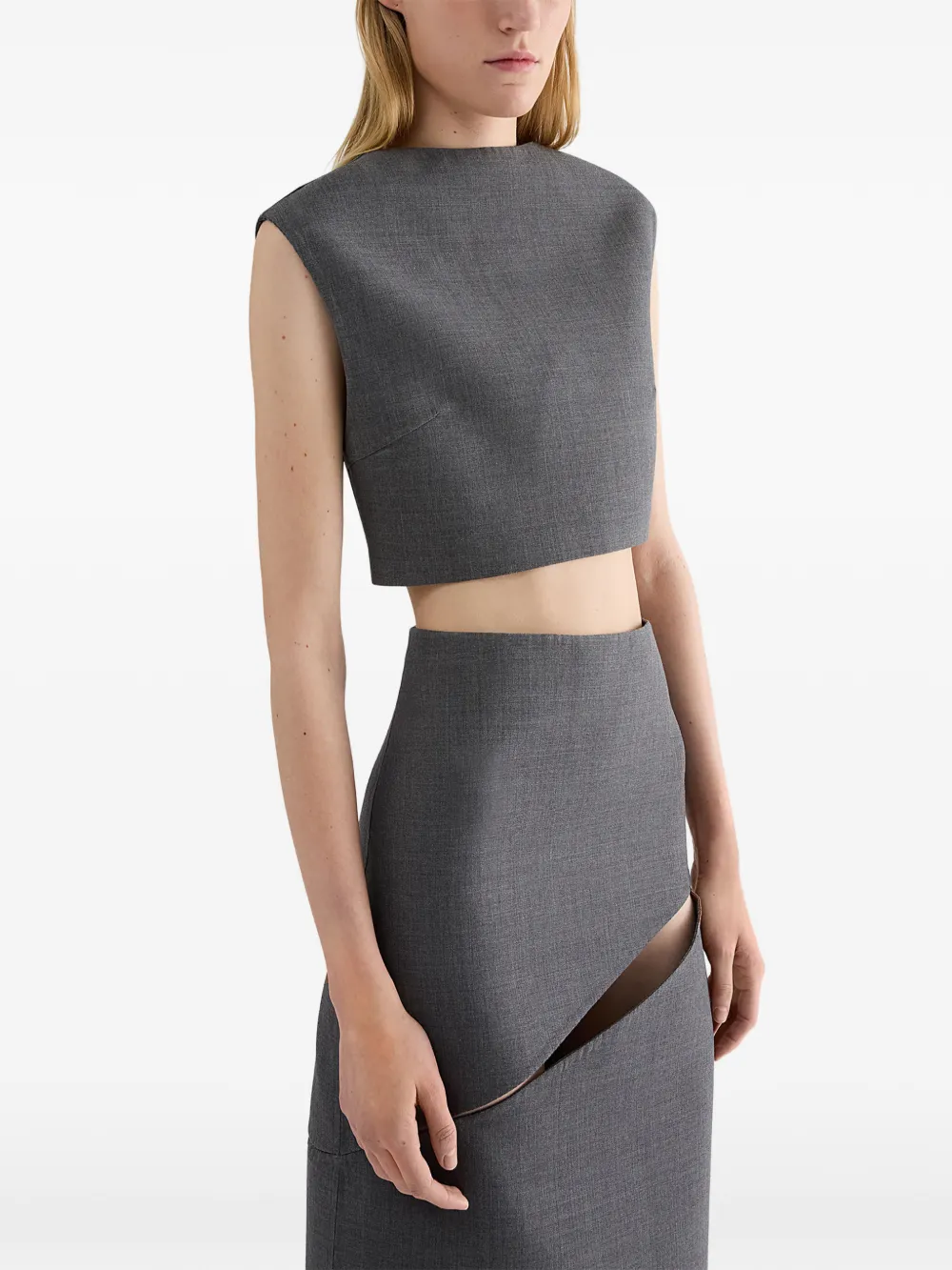  Jil Sander Twill Crop Top - Grey 