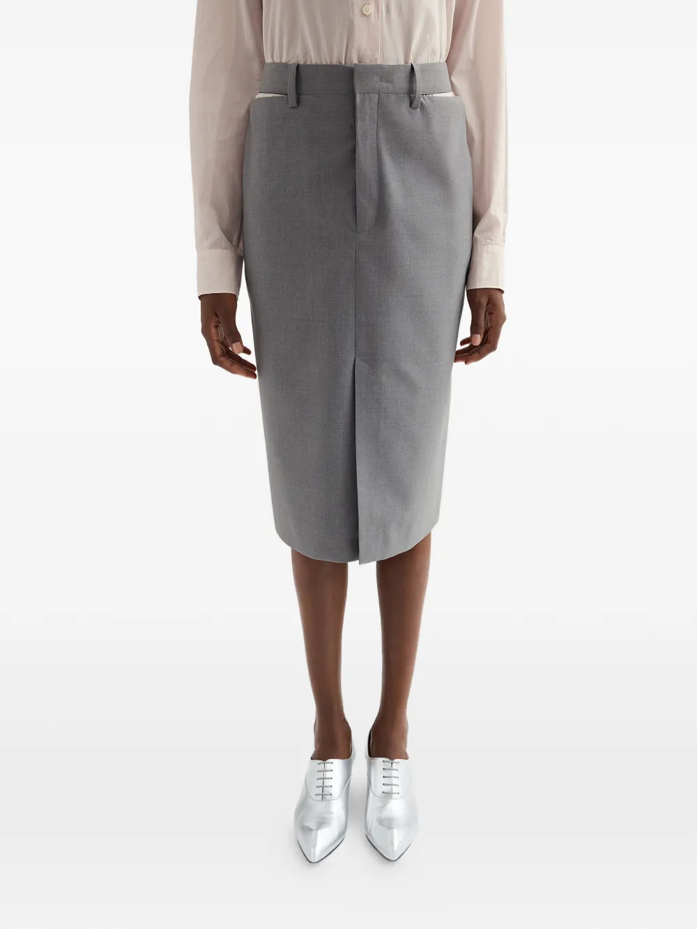 Jil Sander Wollen popeline rok Grijs