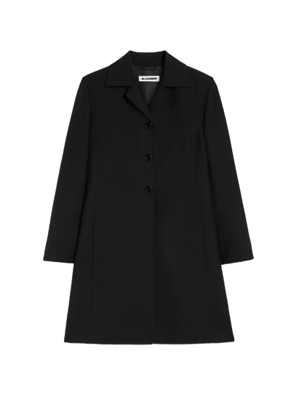 Jil Sander Wool Twill Coat in Black