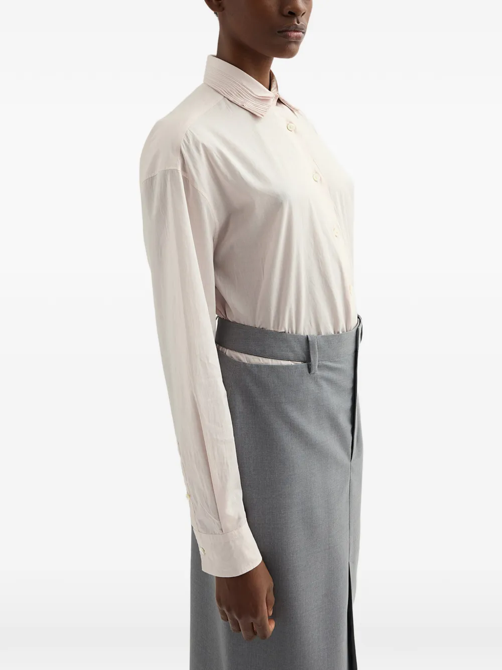 Jil Sander Katoenen mousseline blouse met gelaagde kraag Beige