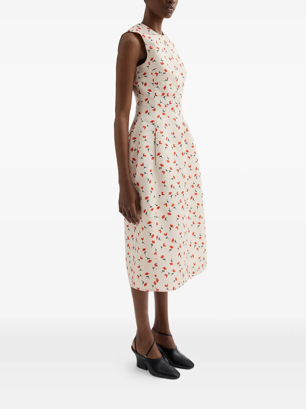 Jil Sander Midi-jurk met print Beige