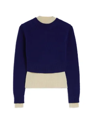 Jil Sander Wool Blend Cropped Sweater | Blue | FARFETCH