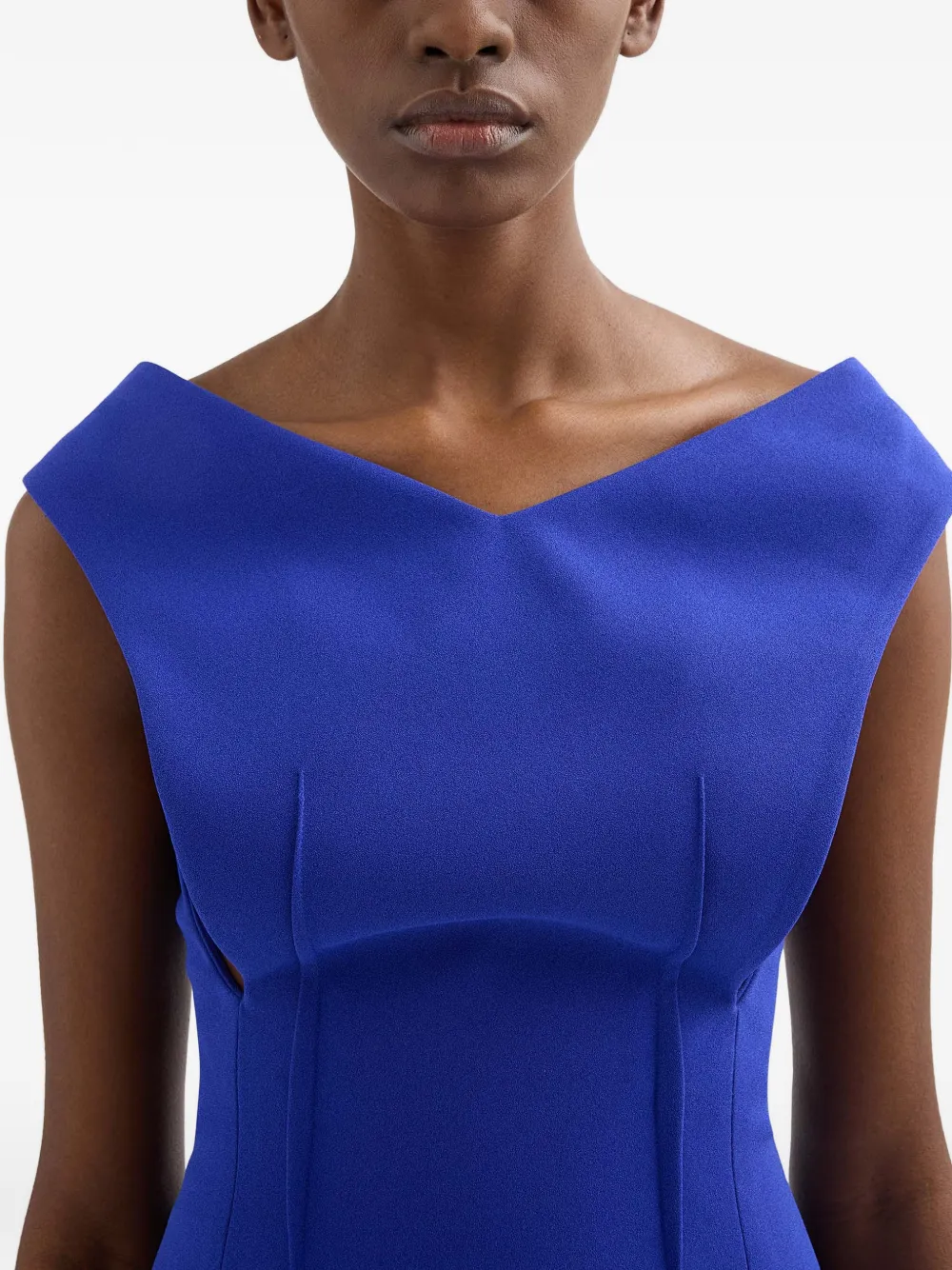 Jil Sander Off-shoulder jurk met V-hals Blauw