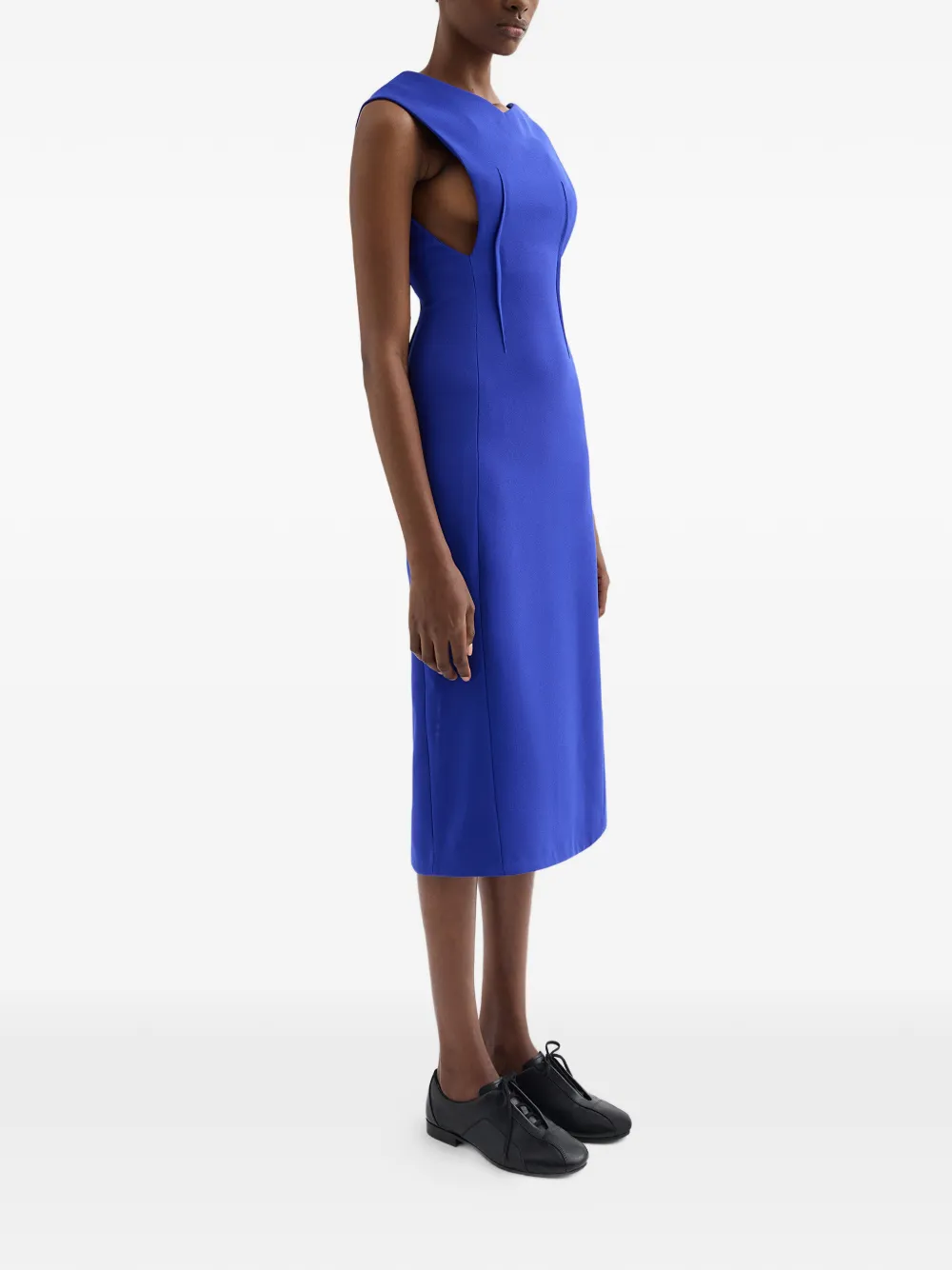 Jil Sander Off-shoulder jurk met V-hals Blauw