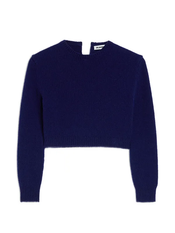 Jil Sander Wool Cropped Sweater in Blue