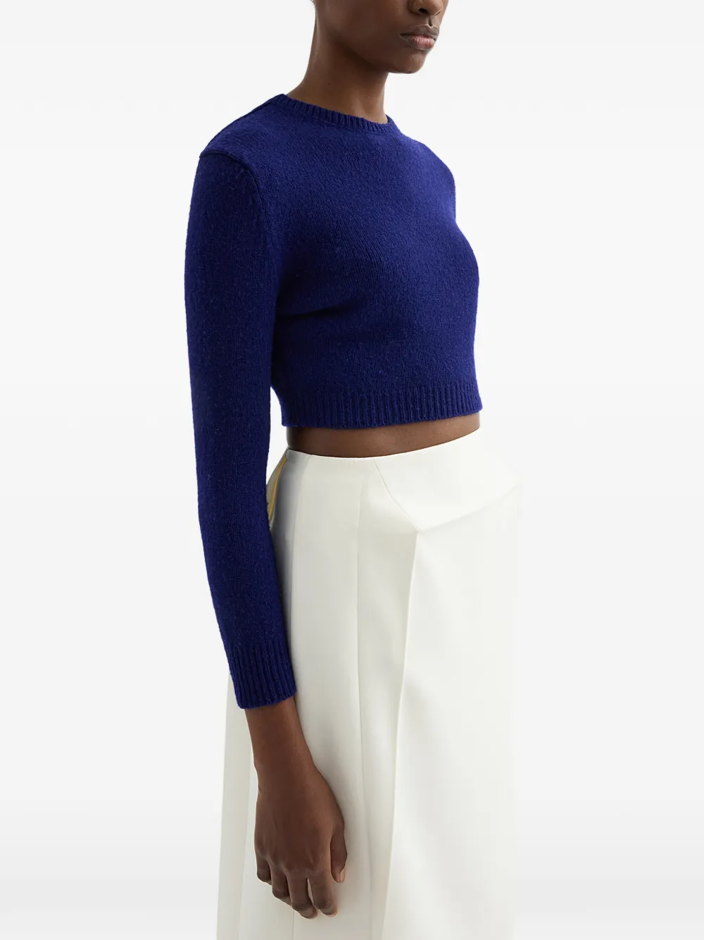  Jil Sander Cropped Wool Sweater - Blue 