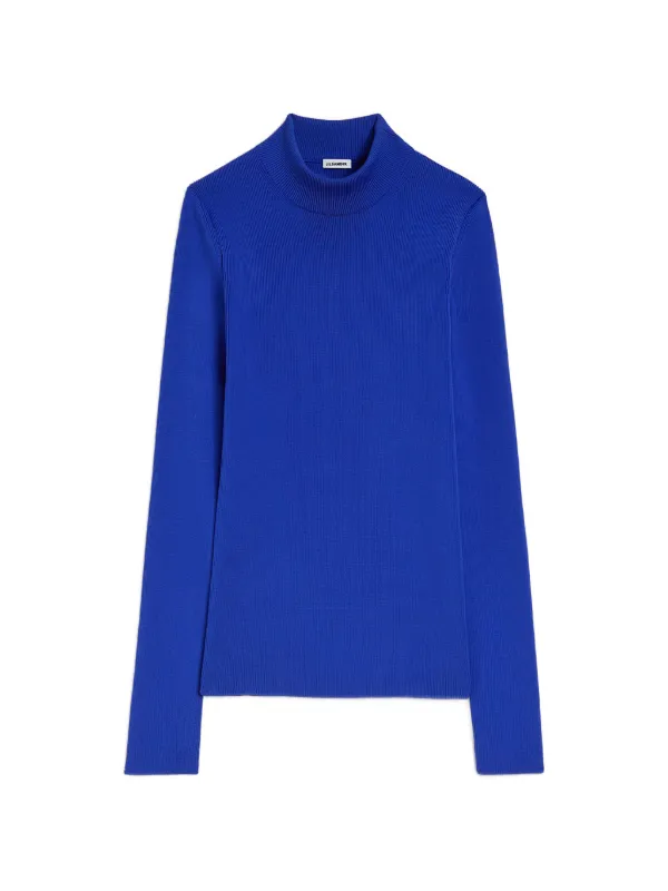 Jil Sander Technical Mock-neck Sweater in Blue