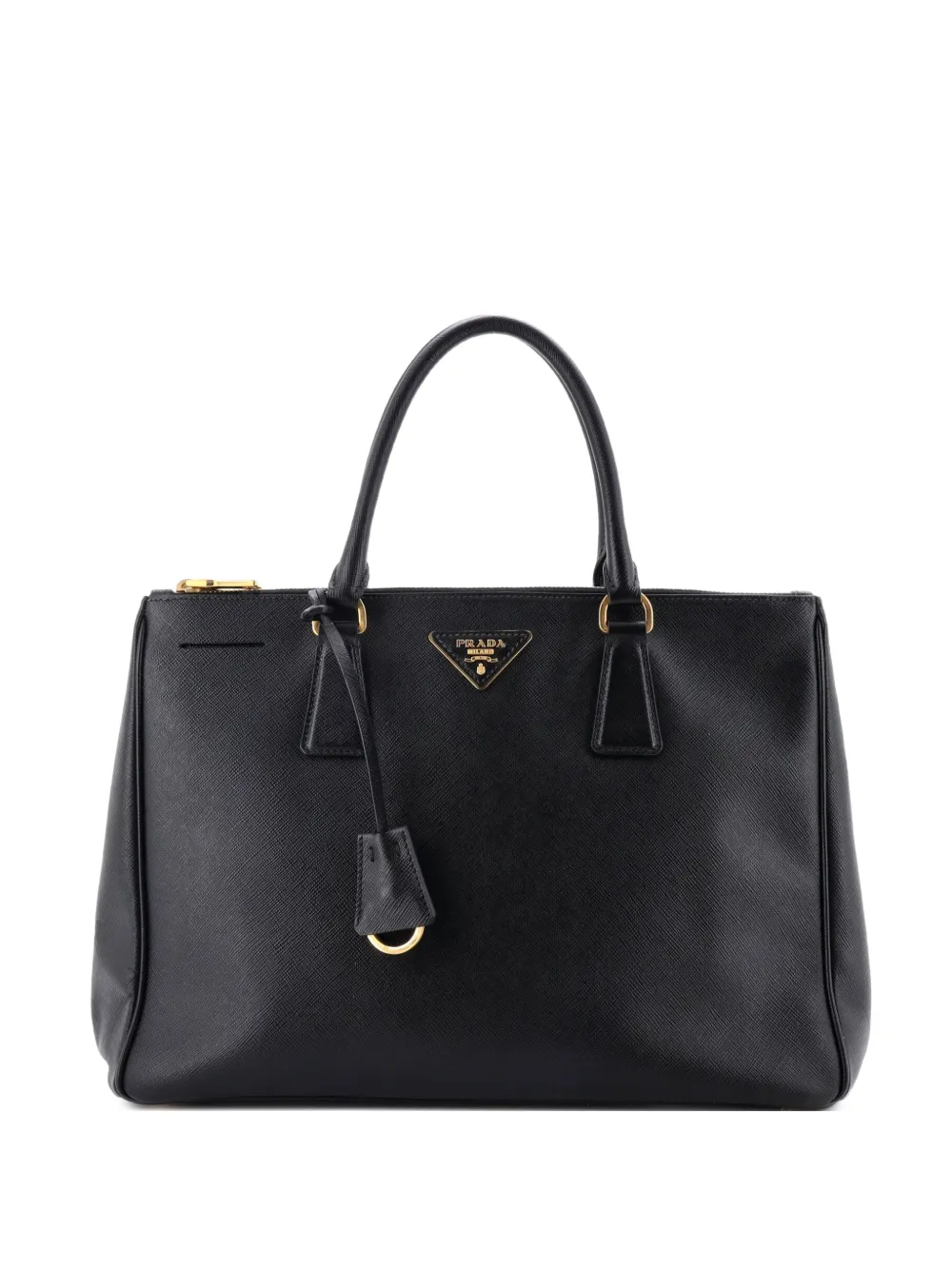 Prada Pre-Owned Double Zip Lux Saffiano Leather Medium tote bag - Nero