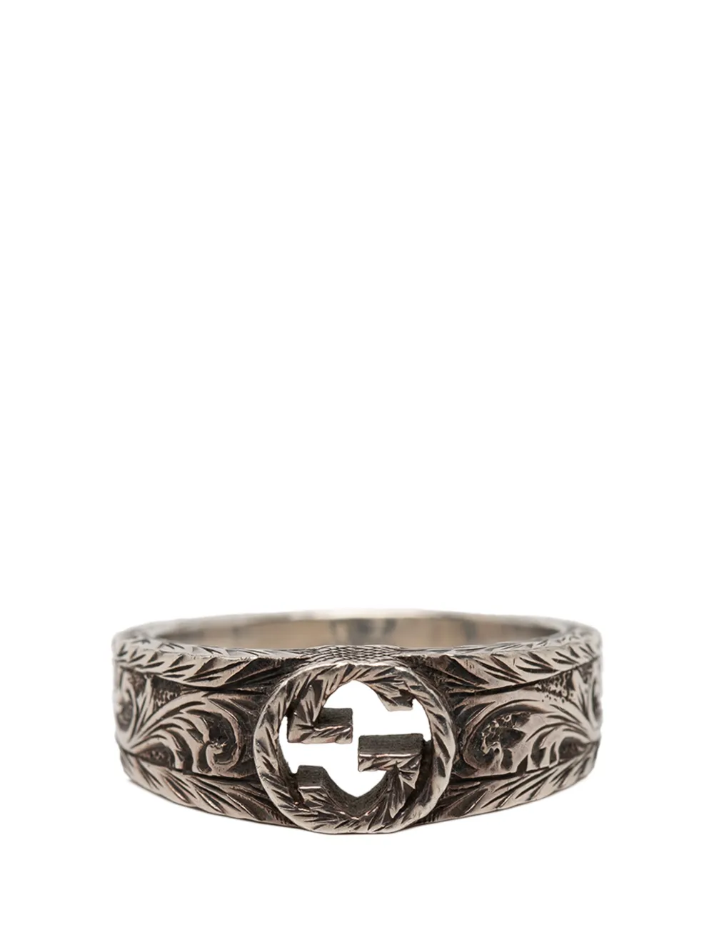 Gucci Pre-Owned 2000-2015 Sterling Silver Interlocking G Arabesque ring - Argento