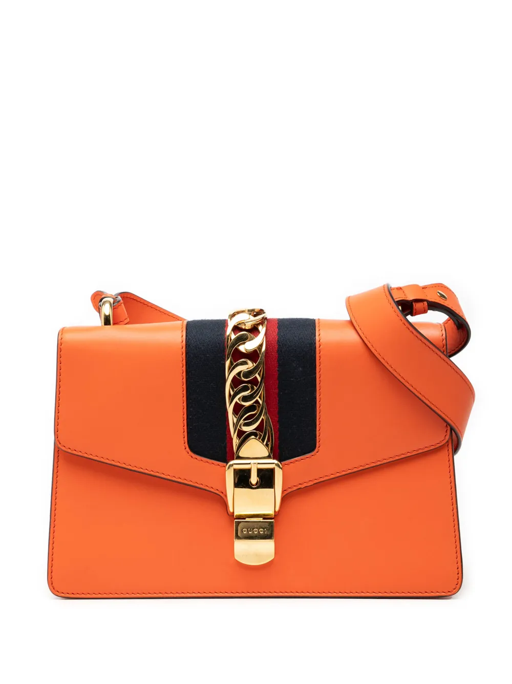 Gucci Pre-Owned 2016-2026 Small Leather Sylvie Web satchel - Arancione