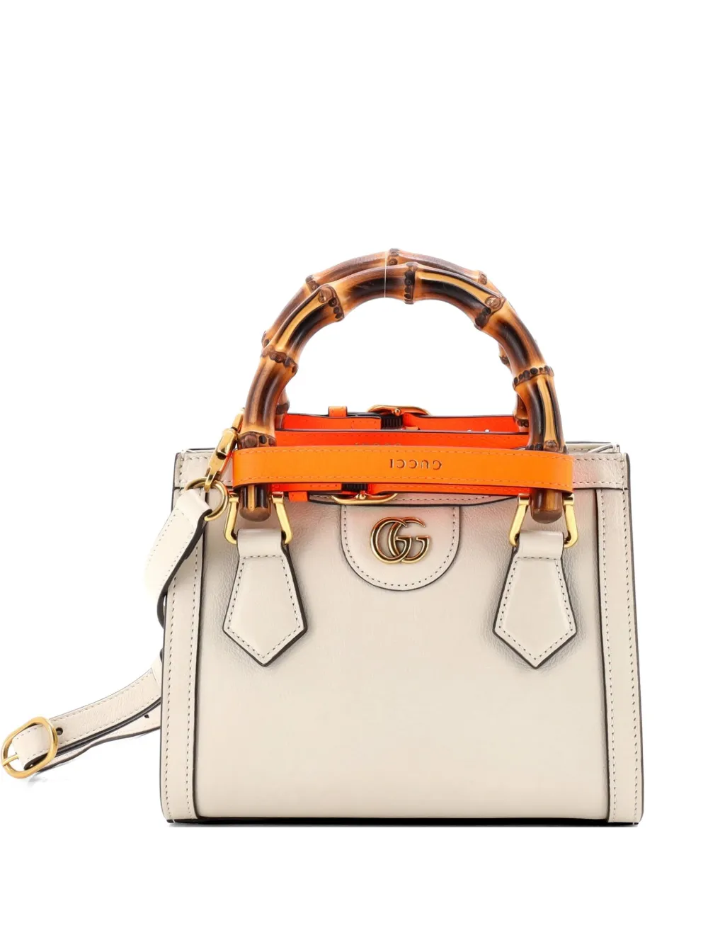 Gucci Pre-Owned Diana NM Bamboo Handle Tote Leather Mini crossbody bag - Bianco