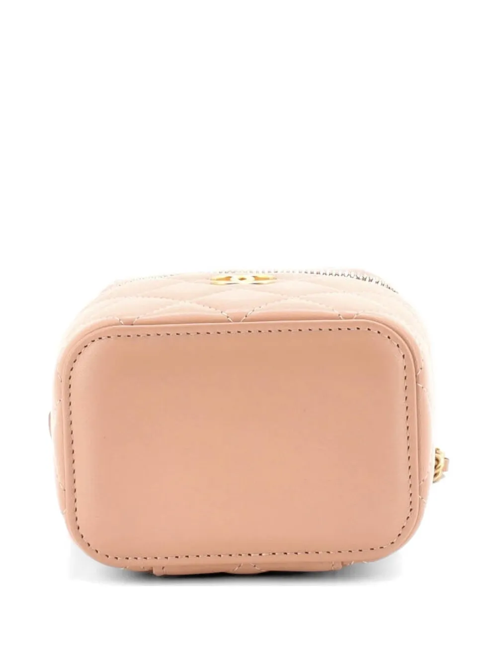  Chanel Pre-owned Classic Top Handle Vanity Case With Chain Quilted Lambskin Mini Crossbody Bag - Neutrals 