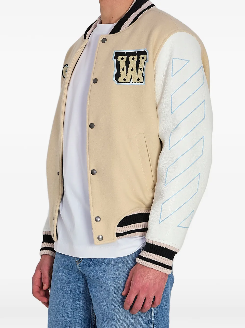  Off-white Logo-patch Bomber Jacket - Neutrals 