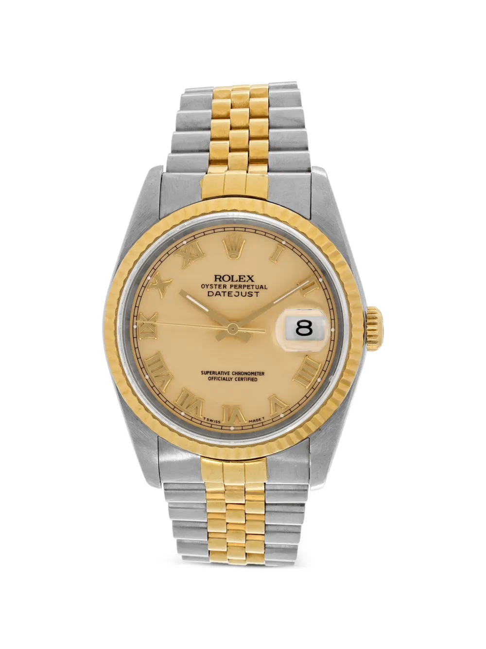Rolex cream stainless steel 36mm datejust watch - Toni neutri