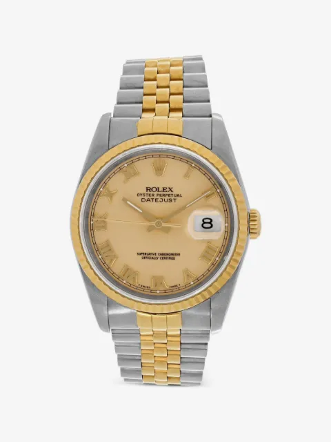 Rolex cream stainless steel 36mm datejust watch