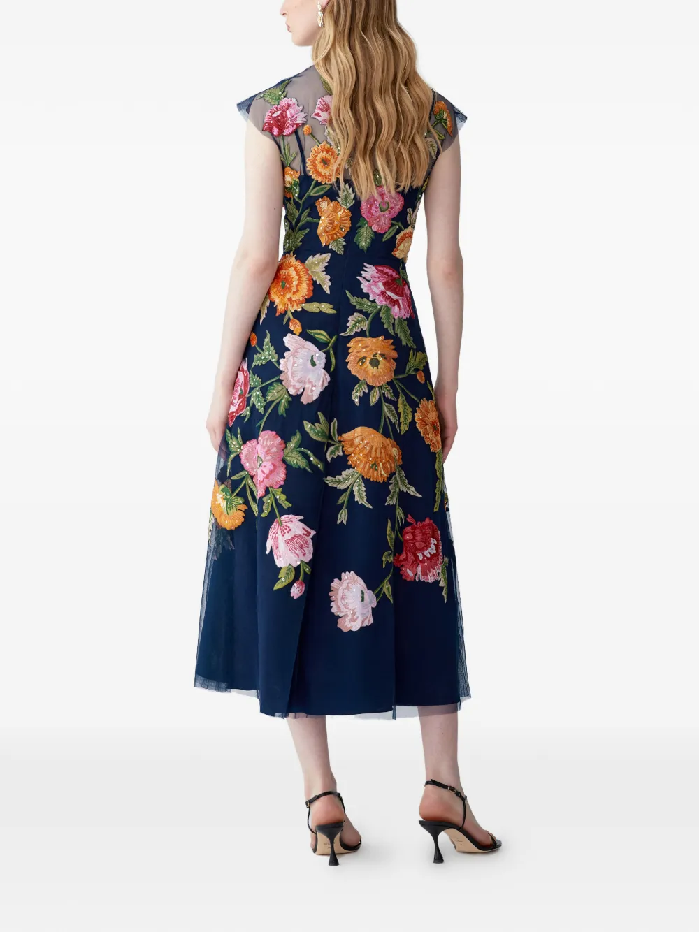 Carolina Herrera Jurk met geborduurde bloemen Blauw
